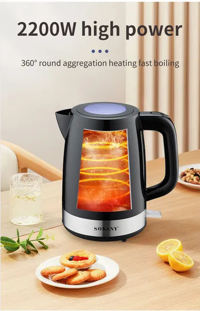 Kettle Retro Hervidor De Agua Eléctrico Retro 2200W, Acero