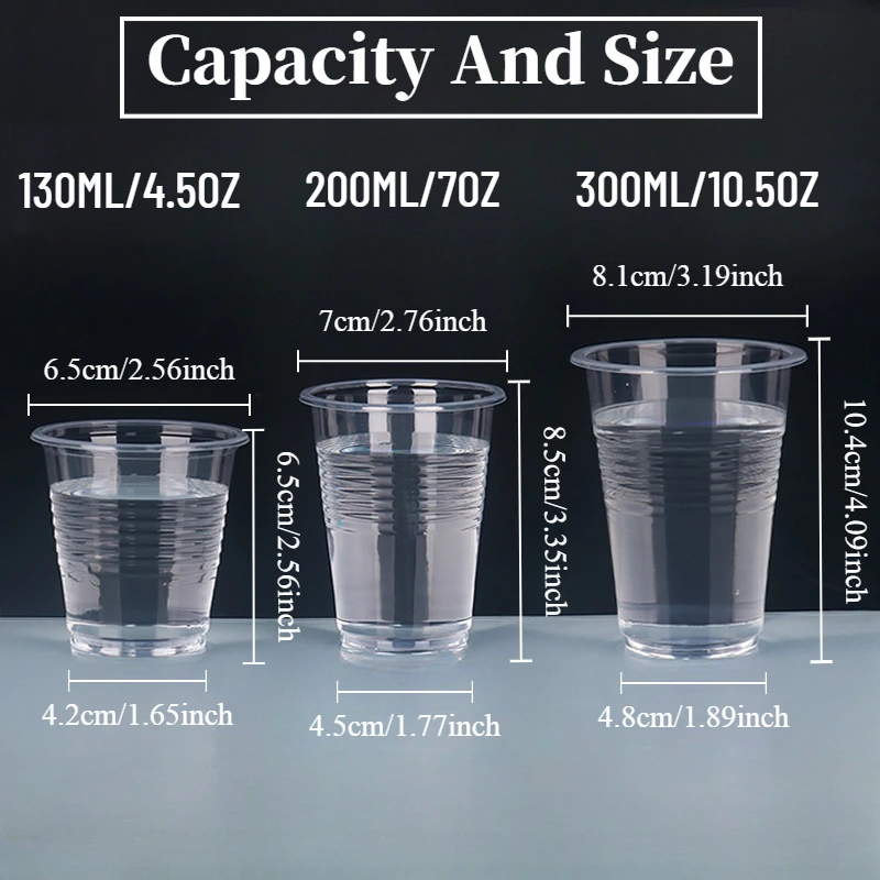 50/100PCS Disposable Clear Plastic Cups 2