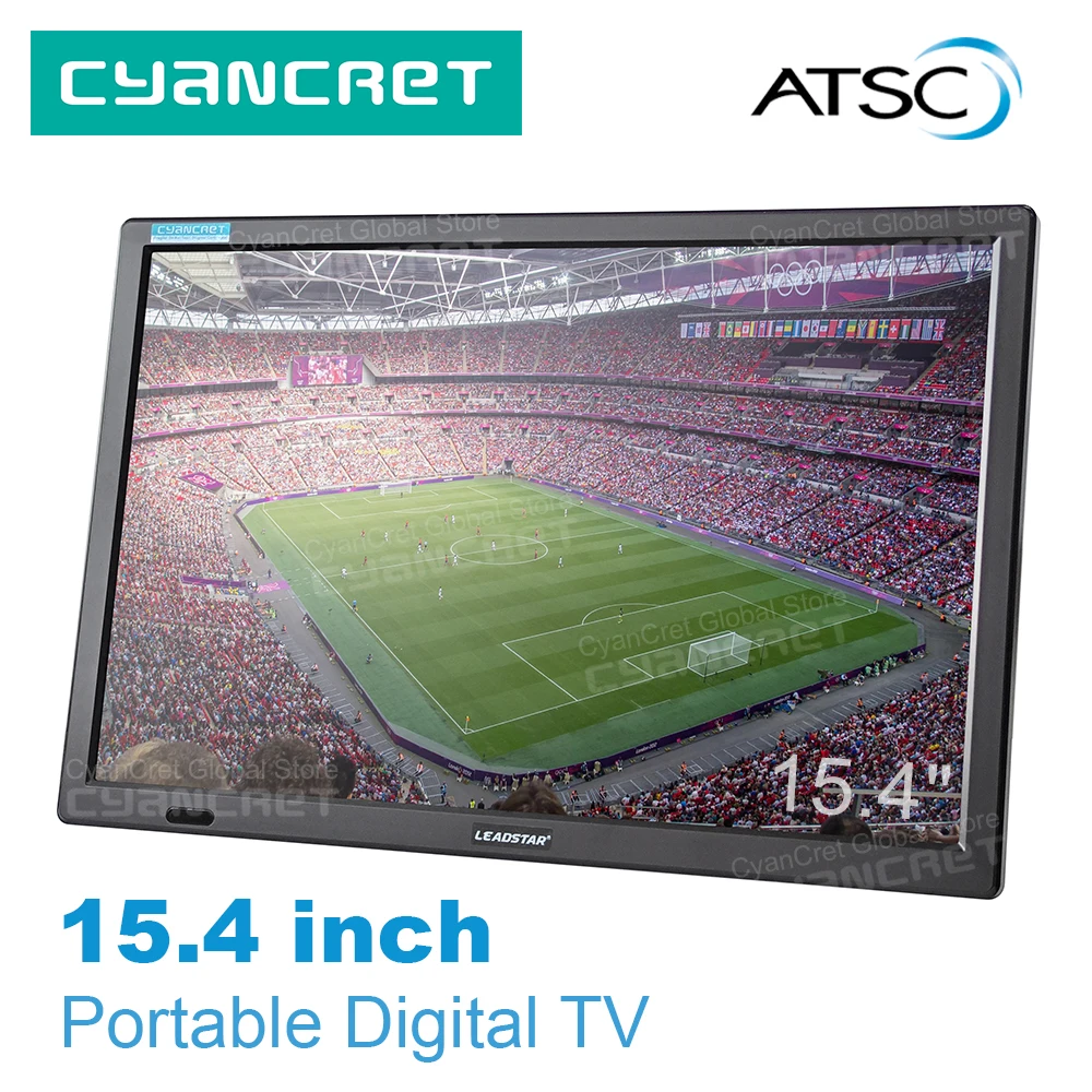 LEADSTAR D16 15.4 Inch Big Screen Portable TV ATSC Digital Analog Television Support H.265 AC3 HD for Car Kitchen Home