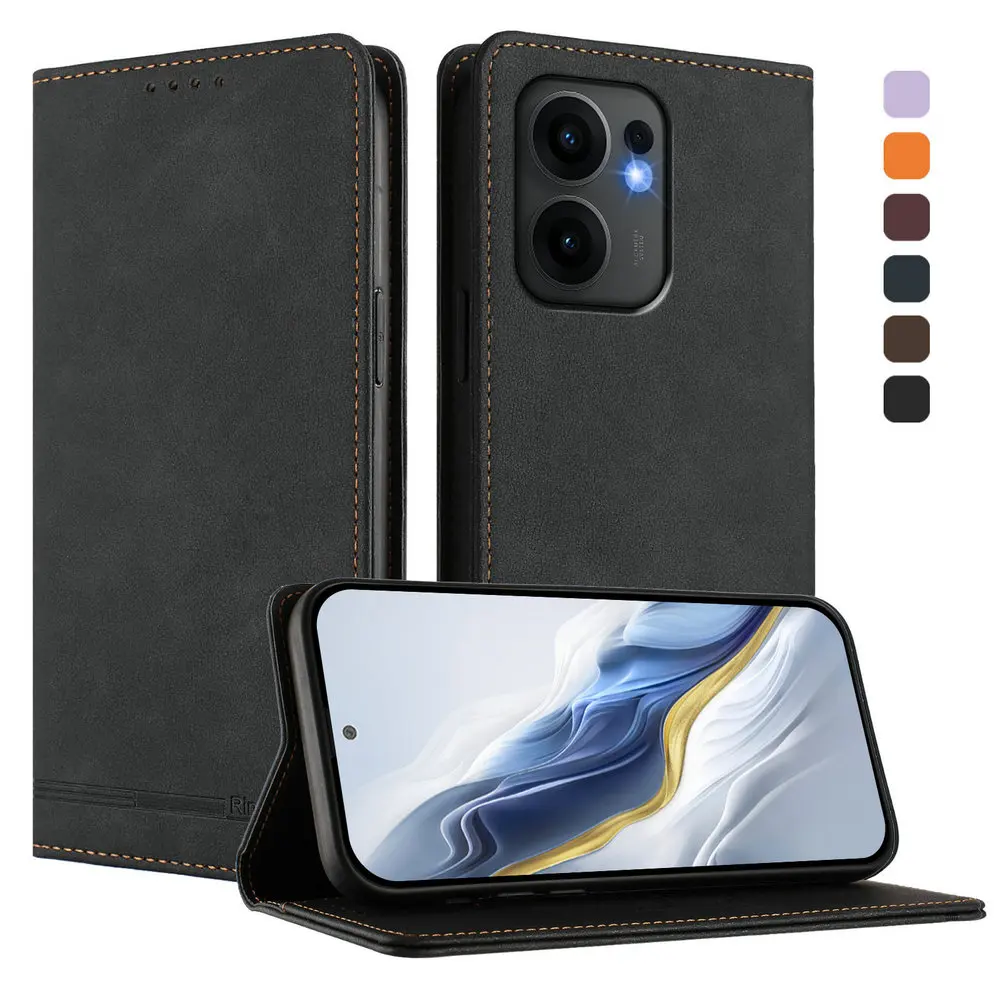 Luxurious RFID Leather Magnetic Flip Wallet Case - Premium Protection Cover