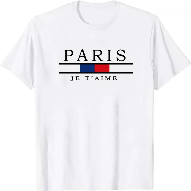 Paris Graphic Print Men's Summer Casual Fashion T-Shirts - High Street Minimalist Cotton Crew Neck Short Sleeve Tops