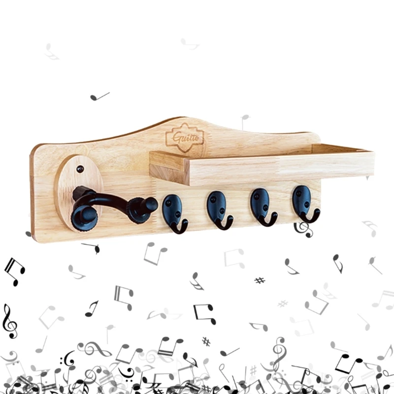 

Guitar Wall Mount Hanger Shelf Wood Guitar Hook Guitar Holder Bracket with Hooks Drop Shipping