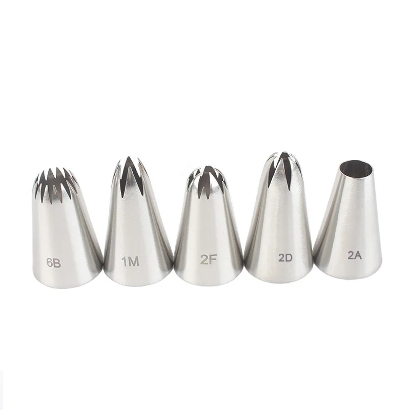 5pcs Piping Nozzles Set, medium Stainless Steel Icing  Cream Cake Piping Tips For Dessert Biscuit Cup Cake, Kitchen  bake