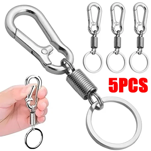 Stainless Steel Carabiner Clip Key Ring Clips Self Retractable Key Chains  Holder Heavy Duty Carabiner Key Chain Clips Anti-Lost - AliExpress