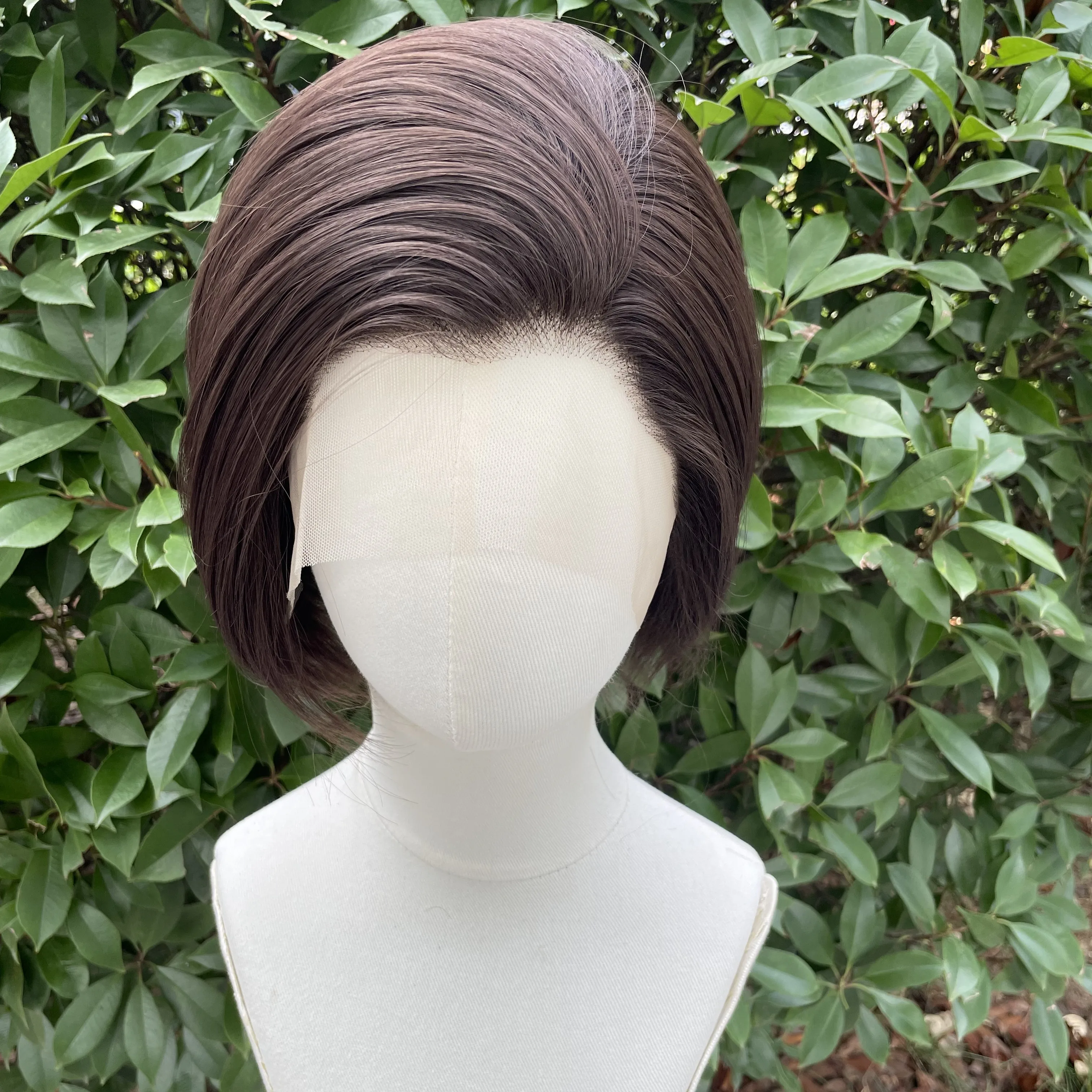 Natural Brown Short Bob Cut Synthetic Lace Front Wigs Women Men Hairline Glueless 13x4 Lace Front lace front wig lace wigs synthetic wigs womens synthetic wigs