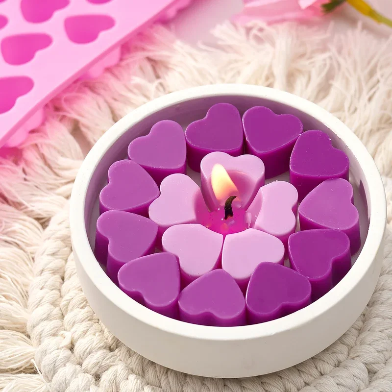 Silicone Mold 55 Compartment Heart Shape Candle Baking Ice Tray