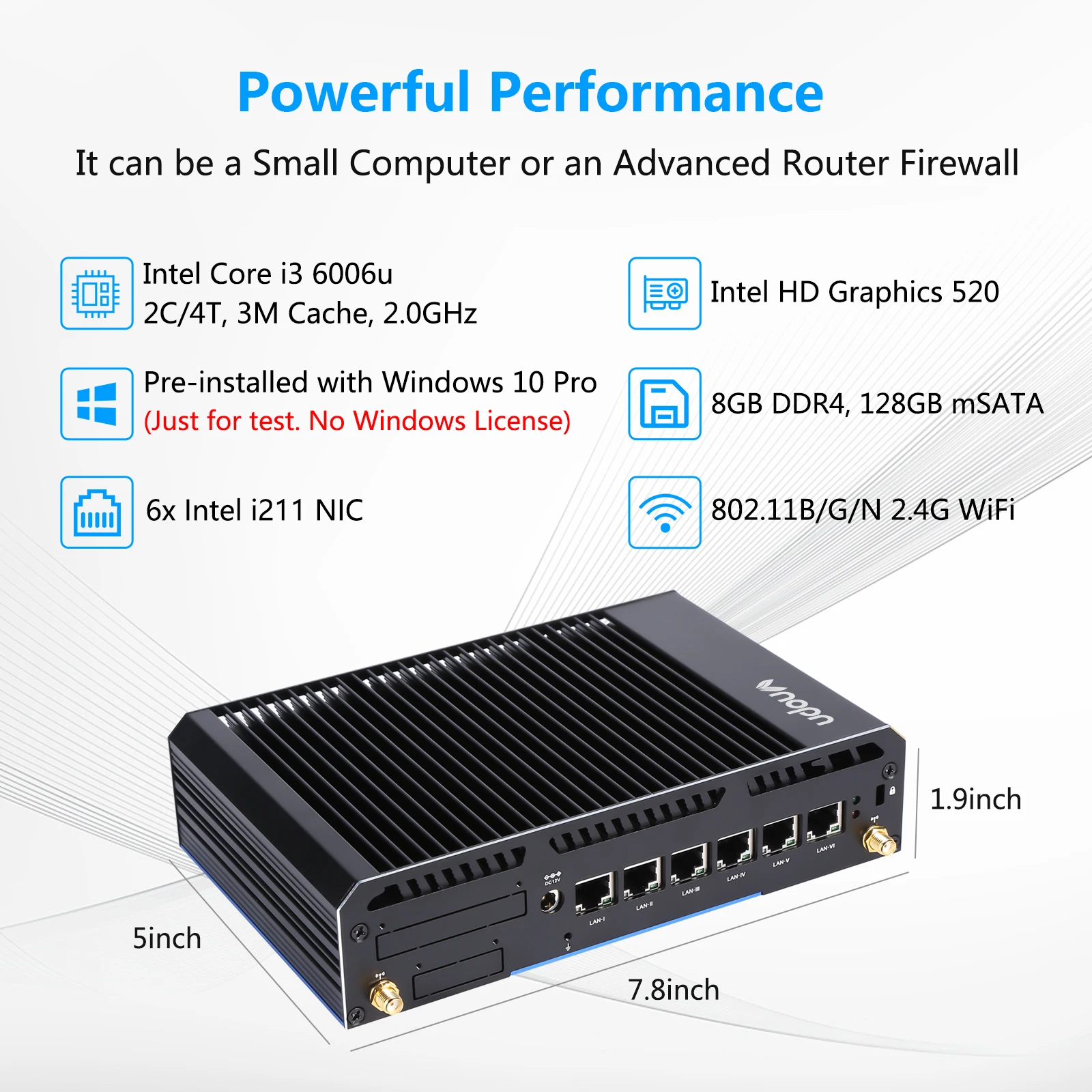Vnopn Firewall Soft Router Network Fanless Mini PC i3 6006u 6x Intel i211  Gigabit LAN Linux Industrial Computer AES-NI - AliExpress
