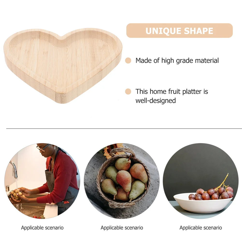 Heart Shaped Wooden Pallet Gift Tray Bread Round Practical Food Multi-function Dessert Large Plate 5