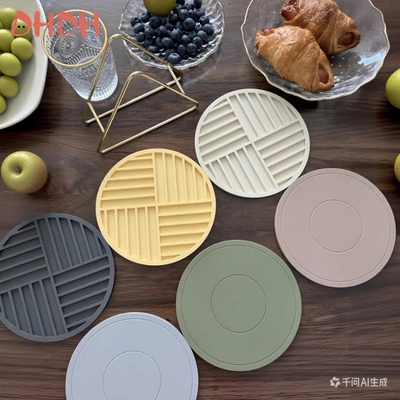 Protetores de Panela de Silicone – Base Redonda Antiderrapante e Resistente ao Calor com Suporte, Protetor de Mesa Anti-Queimaduras para Cozinha e Sala de Jantar