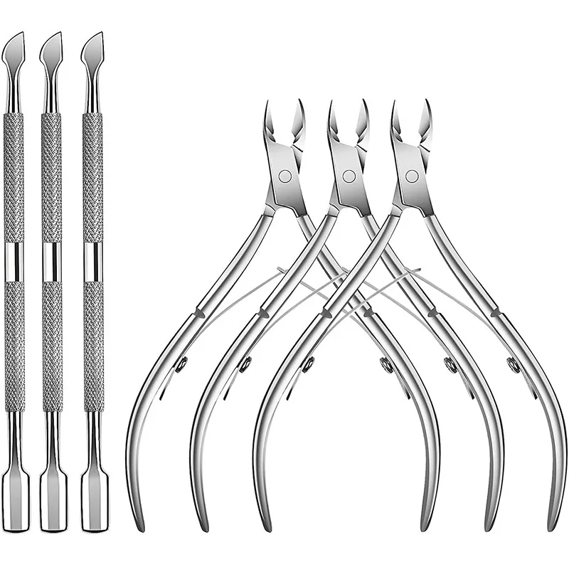 Nail Cutter 1/2/4/6pcs Professional Stainless Steel Scissor Nippers Multifunctional Cuticle Pusher Ergonomic Design for Manicure