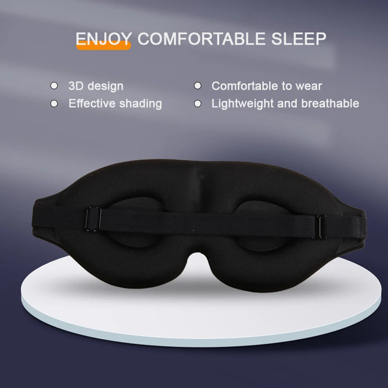 3D Eye Mask Adjustable Suitable for Men and Women with No Pressure on the Eyes Breathable and Light Blocking Eye Mask Black 3
