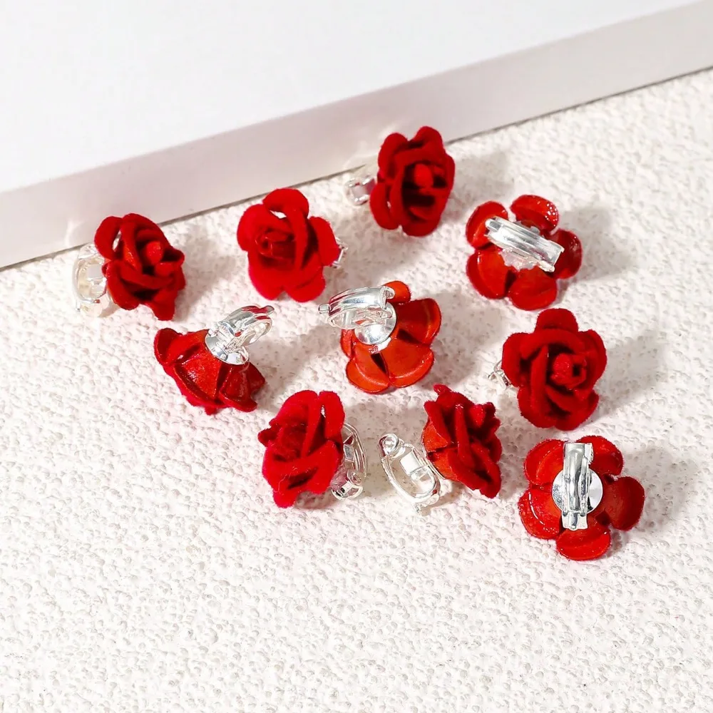 10 stücke Mode Koreanische Rose Haar Clip Rot Harz Haar Klaue Mini Kopfbedeckungen Zubehör Valentinstag – Detail 3