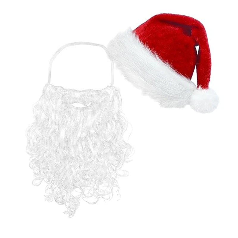 5PCS Santa Clause Costume for Men Holiday Cosplay Accessories Set Christmas Costume Includes Hat Beard Gloves Glasses christmas beanie hat