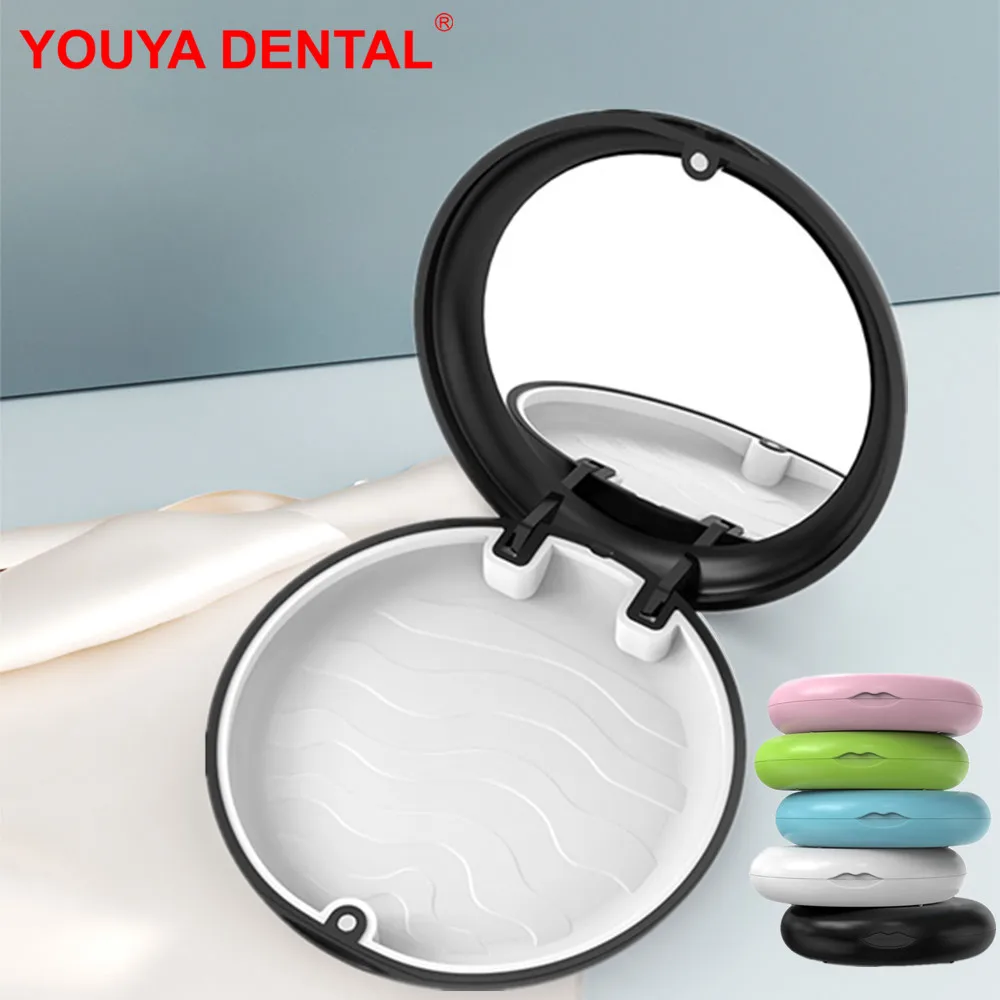 Dental Orthodontic Retainer Case For Teeth Denture Box With Mirror Braces Retainer Case Magnetic  Travel False Tooth Storage Box