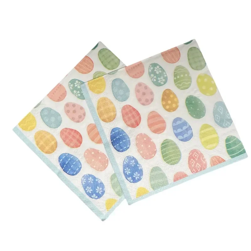 3-Ply Easter Party Colorful Egg Cartoon Printing Square Napkin 33*33cm 20pcs