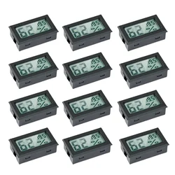 Compact Digital Hygrometer & Thermometer with LCD Display for Humidity and Temperature Monitoring (12pcs Black)