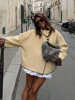 HH Women Autumn Casual Coat Long Sleeve Turtleneck Single-Breasted Decorate Solid Jackets Female Fashion Loose Street Style Coat