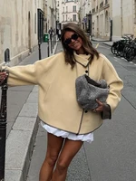 HH Women Autumn Casual Coat Long Sleeve Turtleneck Single-Breasted Decorate Solid Jackets Female Fashion Loose Street Style Coat