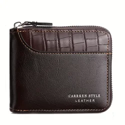 Luxury RFID Leather Men's Wallet - Zipper Credit Card Holder with Coin Pocket, Elegant Gift (Coffee)
