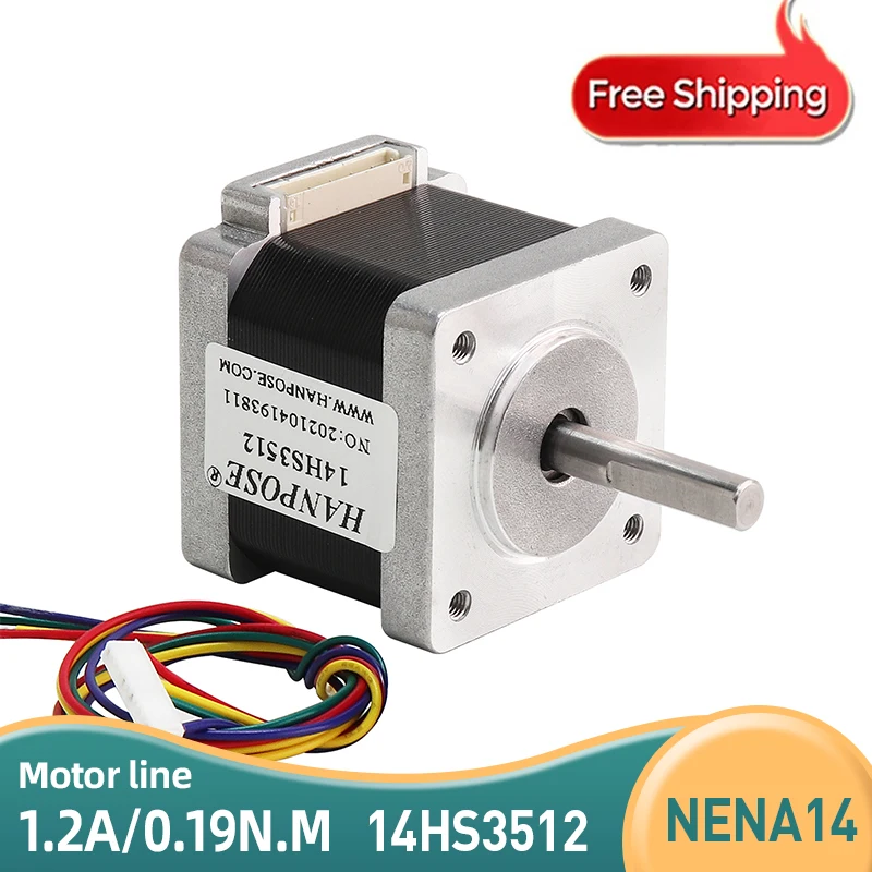 Motor de Passo Nema14 para Impressora 3d Parte Fases 18 Graus 14hs3512 para Extrusora Titan Chumbo H35 mm