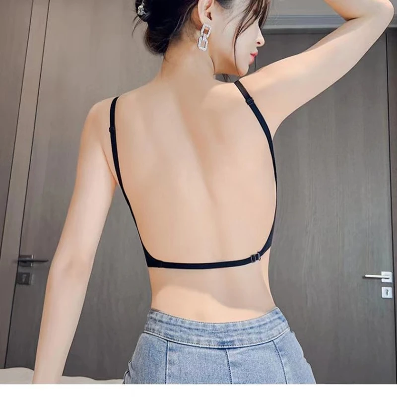 Sexy Large Backless U-shaped Beautiful Back Sling Underwear Women's Thin  Section Seamless Small Chest Gathered Strapless Bra - AliExpress