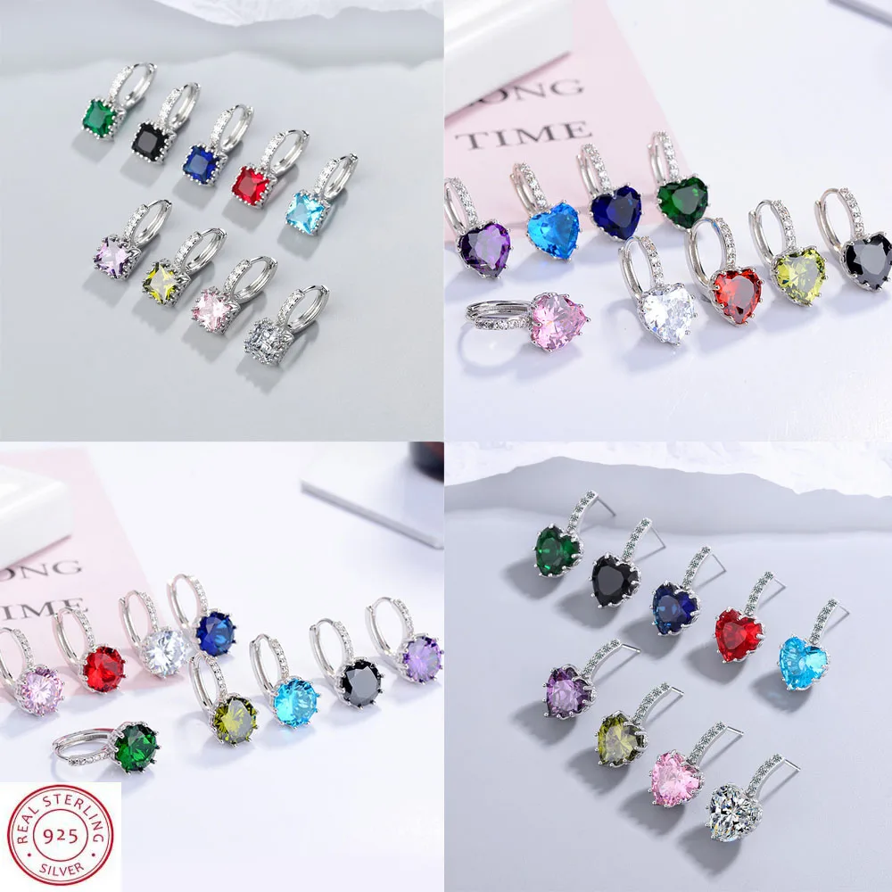 Heart-Shaped Zirconia Stud Earrings - 925 Sterling Silver, Silver Plated, For Women & Girls, Gift Ready