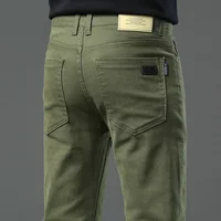 New Plus Size High End Casual Pants for Men's Straight Stretch Loose Mid High Waist Long Pants Brand Clothing Slim Jeans 28-44 1