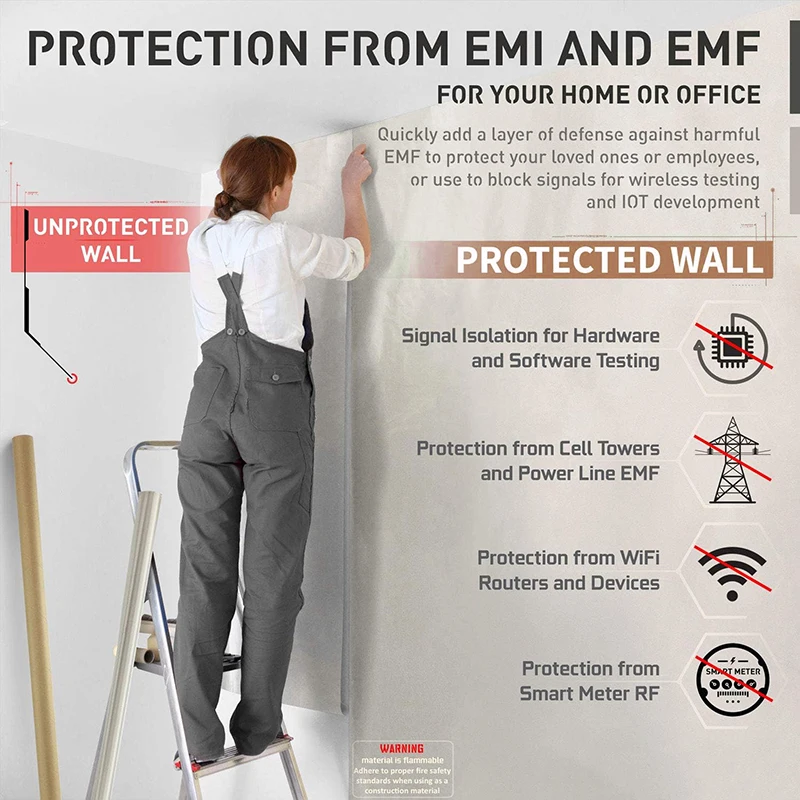 패러데이 원단 RFID 차폐 블록, 와이파이 RF 방사선 방지 전도성 자기 구리 니켈 EMF 천, 신호 간섭 방지