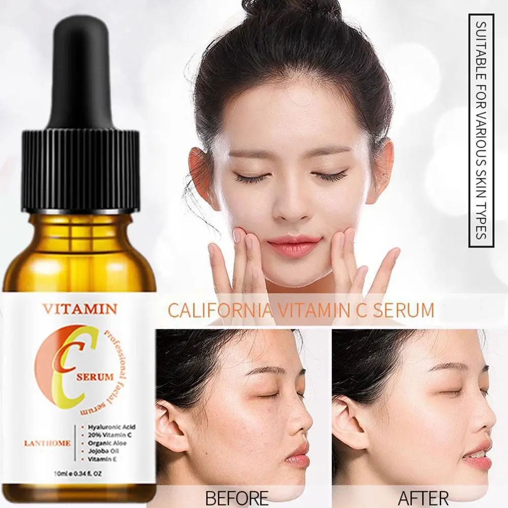 Vitamin C Face Serum Whitening Hyaluronic Acid VC Facial Cream Essence Moisturize Fade Care Skin Speckle Remover Freckle H4Y6 biohyalux runbaiyan whitening serum vc hyaluronic acid facial essence lighten spots nicotinamide moisturize skincare products