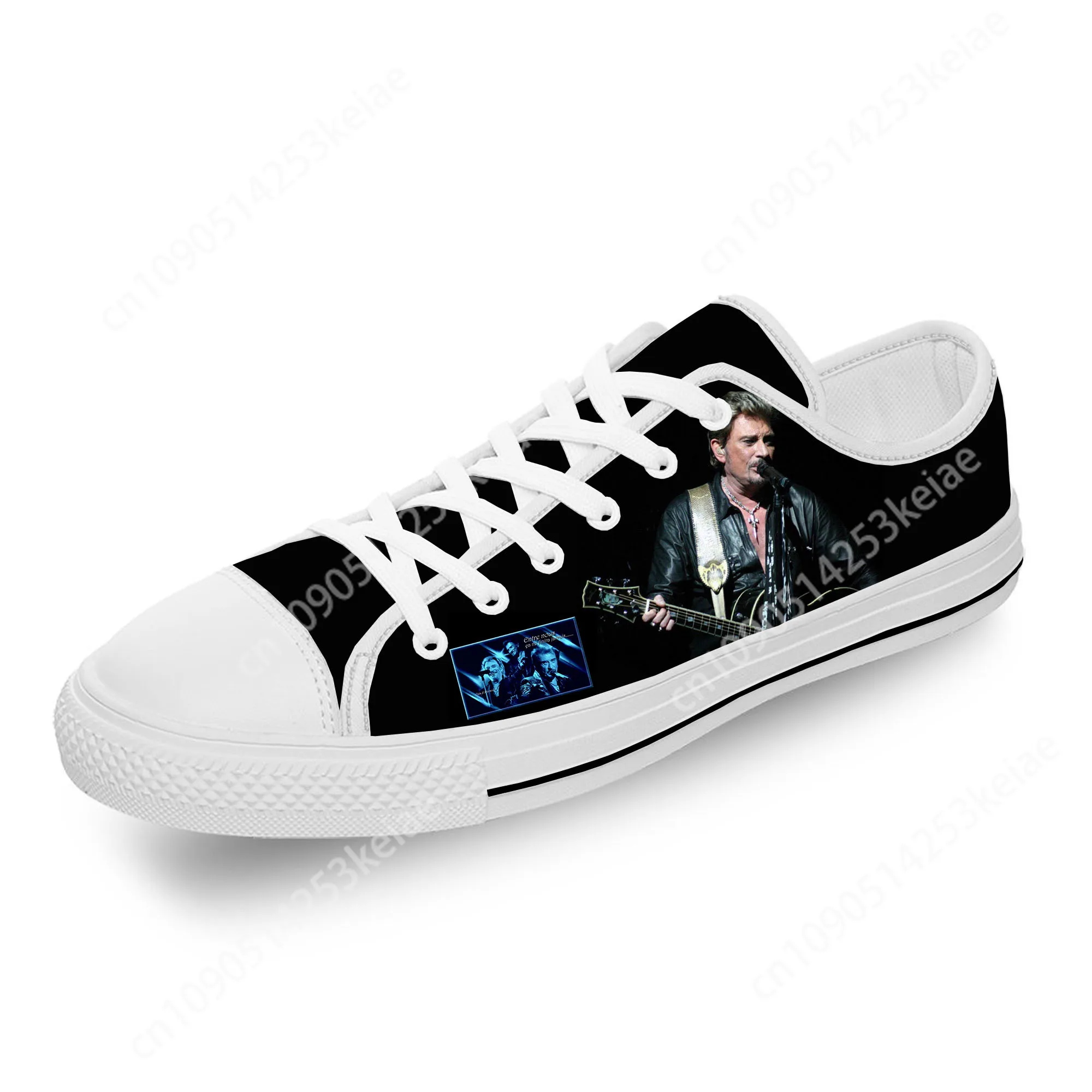 Johnny Hallyday Rock Star Lightweight Cloth 3D Print Funny Fashion Low Top Canvas Shoes Men Women Casual Breathable Sneakers 2