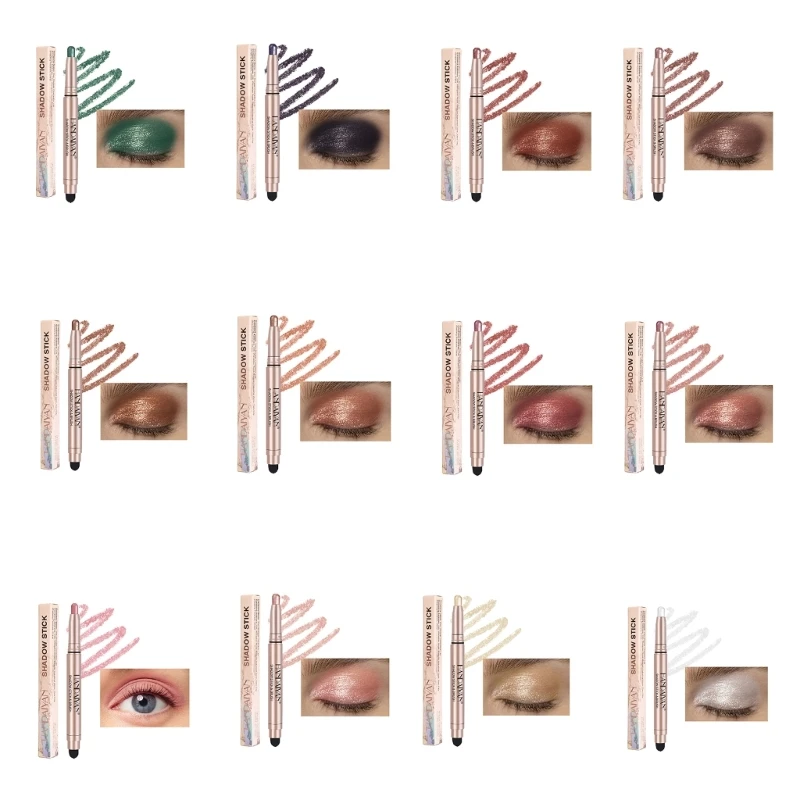 

Double End Glitter Matte Eyeshadow Stick Pencil Eyeshadow Makeup Waterproof Bicolor ShimmersCosmetics Beauty Tool Drop Shipping