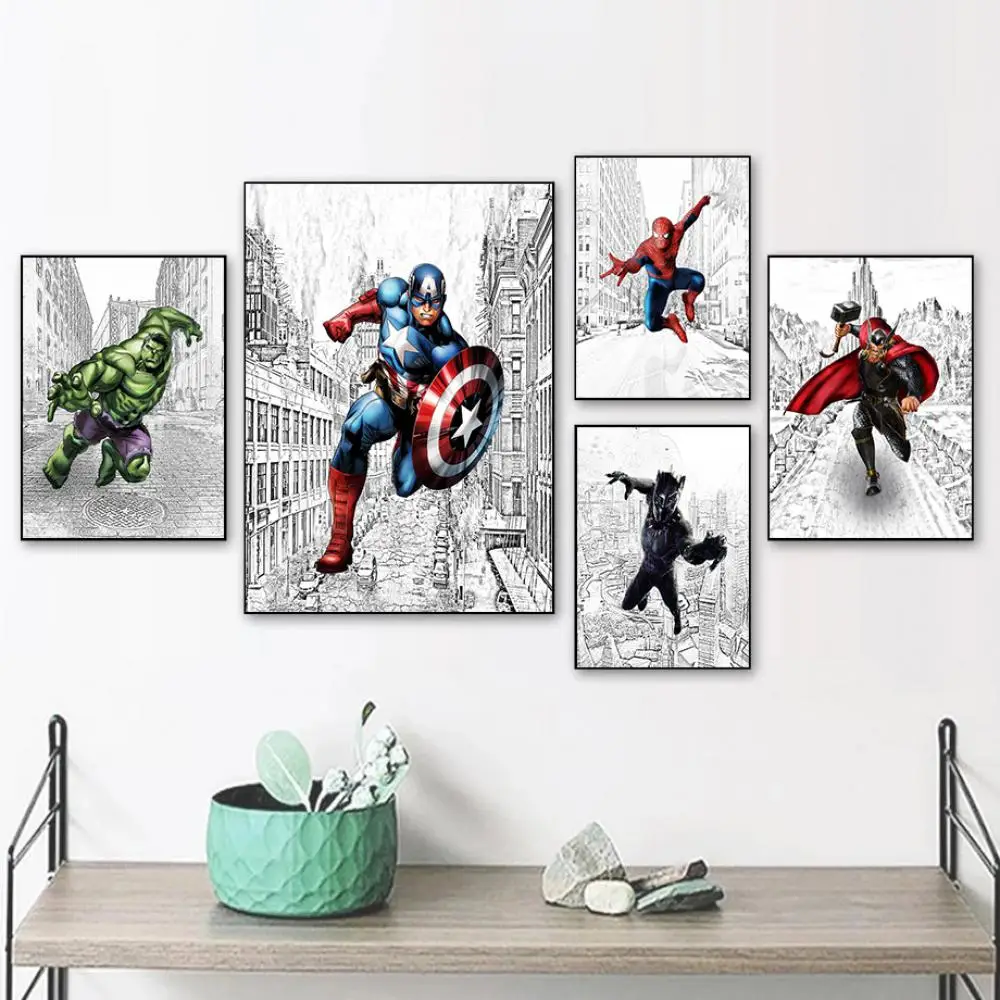 Marvel Superheroes Avengers Wall Decal Spider-man Captain America Iron Man  Hulk