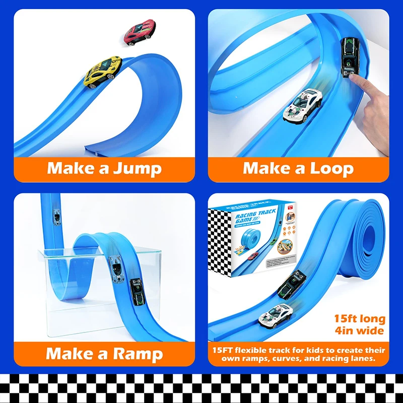 Flexible PVC Double Track Racing Car Ramp for Kids