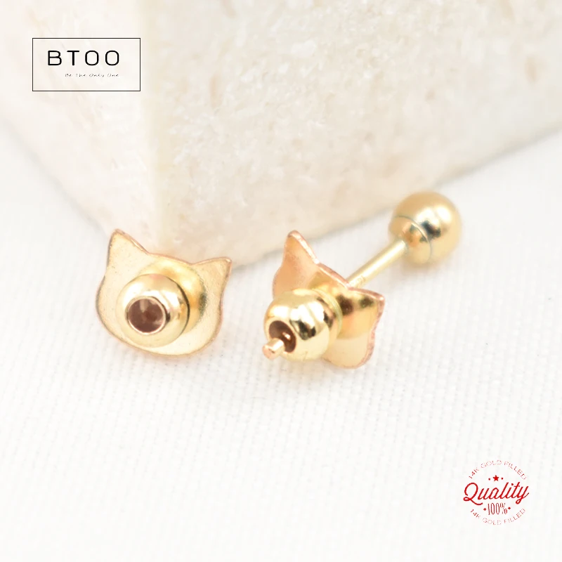 14K Gold Filled Cute Cat Ear Clutches 3mm Earring Backs Wholesale Supplies for Jewelry DIY Tarnish Resistant Jewelry Findings
