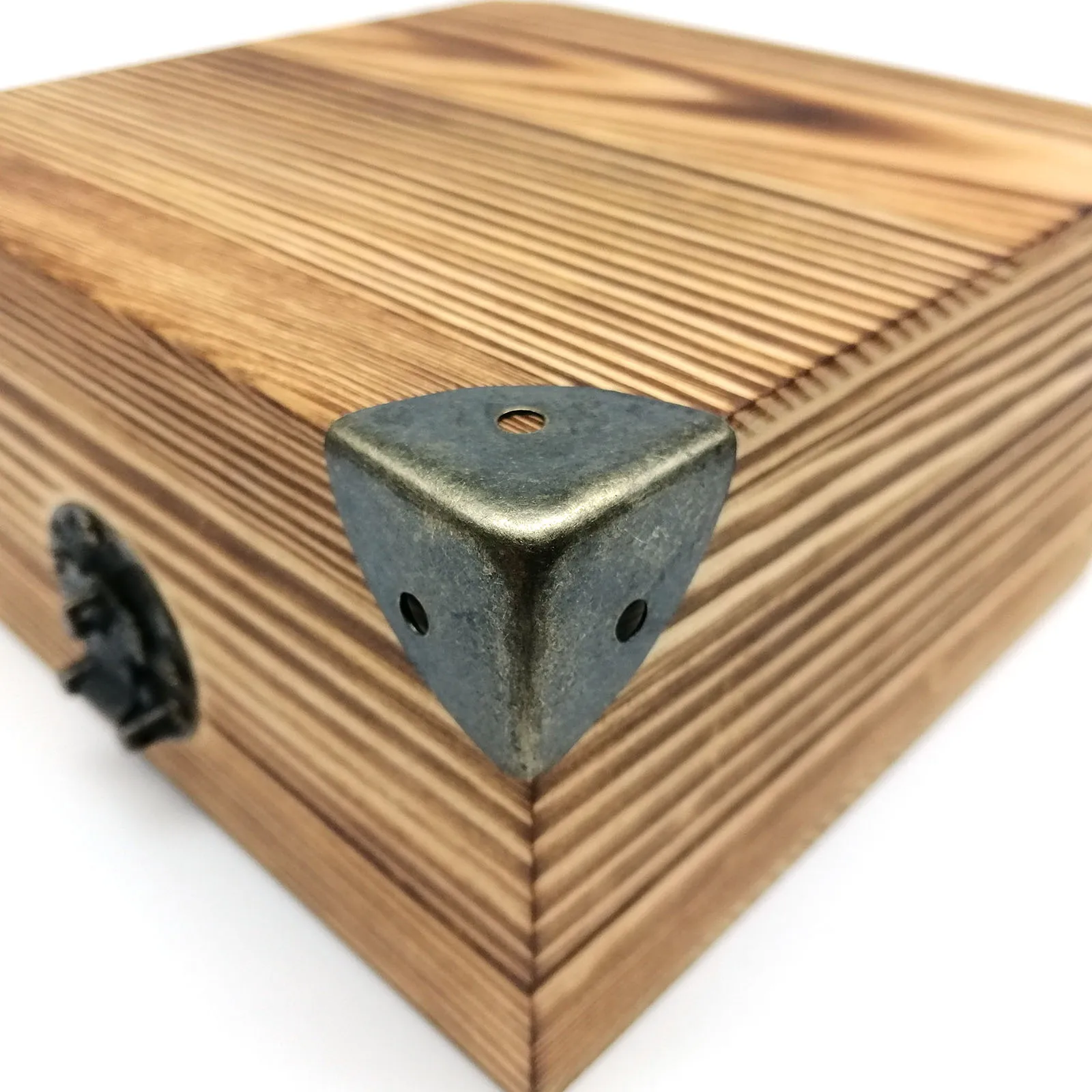 Furniture Corner Protector Cover 12pcs Decorative Jewelry Chest Wine Gift Box Wooden Case Antique Brass Golden with Screws Nails