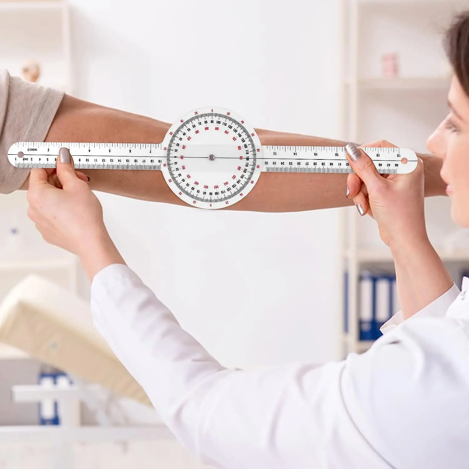 12 Inch Rangefinder Transparent Orthopedic Angle Ruler Plastic Rangefinder 360&deg; for Body Measurement with Angle Measuring Ruler