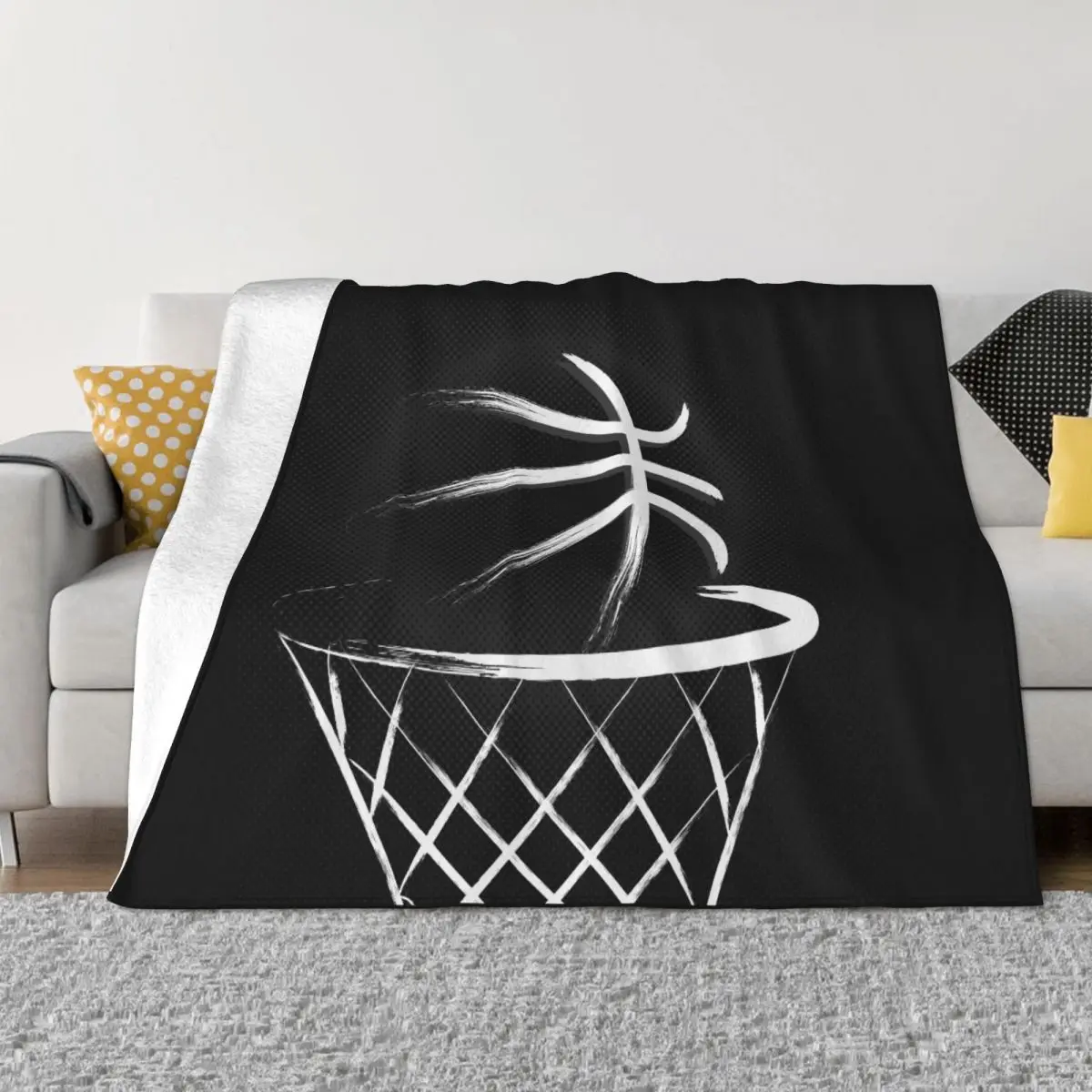 

Basketball Blankets Velvet Textile Decor Basket Balls Sports Multifunction Throw Blankets for Sofa Bedroom Bedding Throws