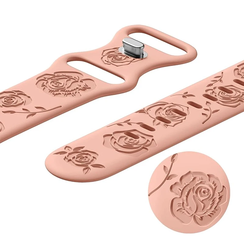 Rose Engraved Silicone Strap