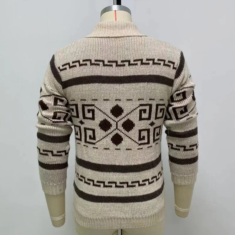 2023 Autumn and Winter Casual Fashion Men Sweater Wool Splice Slim Fit Knitwear Man Sweaters Pullovers Men Plaid Cashmere Tops