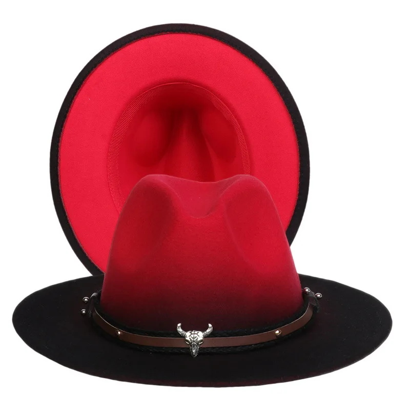 Leather Cowboy Hats Ribbon Fedora Hat 