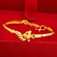 Bracelet Open Fox confortable et doux pour la peau pour femme en or 24 carats AU999 |   Lisse et poli, sans pression, confortable toute la journée 4