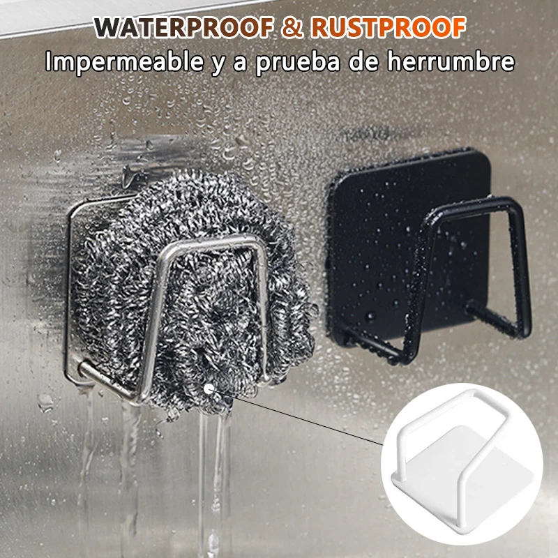 스테인레스 스틸 스폰지 홀더 싱크 스폰지 배수 랙 주방 주최자 자기 접착 후크 스토리지 선반 욕실 액세서리