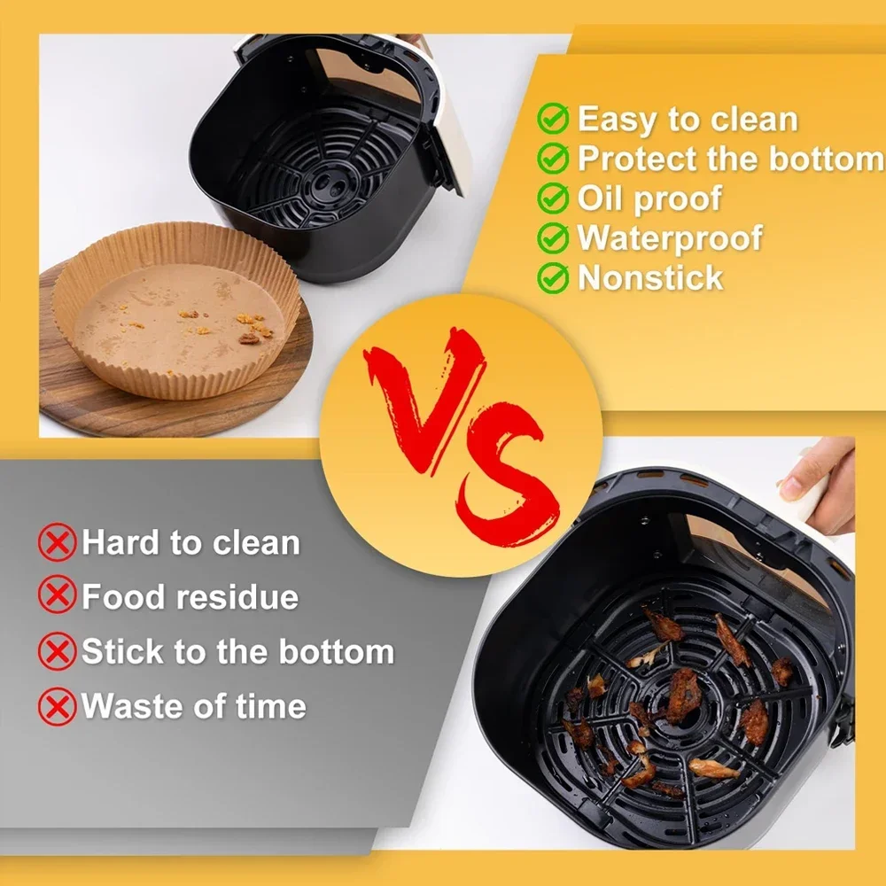 Disposable Non-Stick Oil-Proof Parchment Baking Paper for Air Fryer, Microwave, Oven, and BBQ