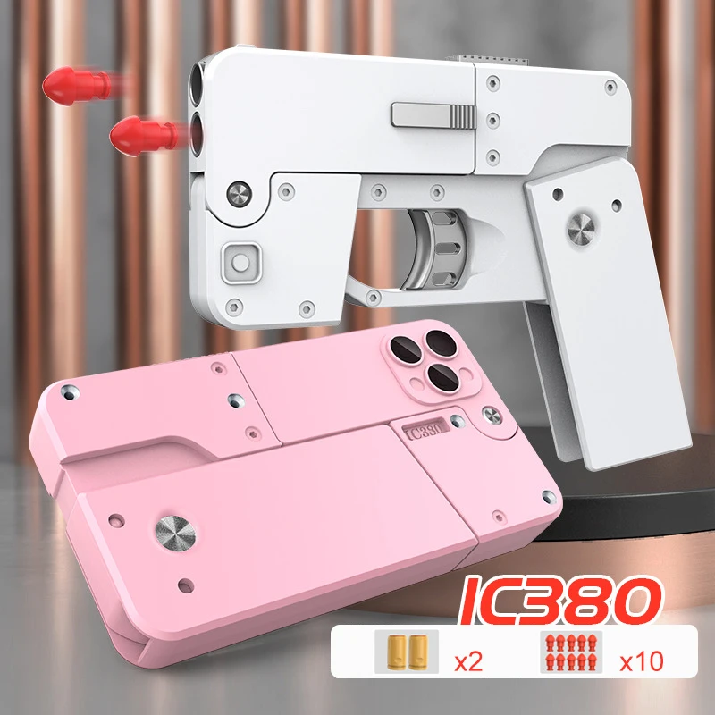 

Outdoor Mobile Phone Folding Gun Toys Bullet Automatic Pop Up Creative Soft Bullet Toy Mobile Phone Appearance Gun Toy for Kids