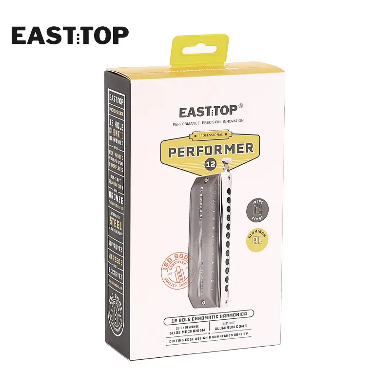 EASTTOP EMP-12 크로매틱 하모니카, C 알루미늄 빗, 크로매틱 마우스 오르간 하모니카, 성인 학생용, 12 홀, 48 톤 키