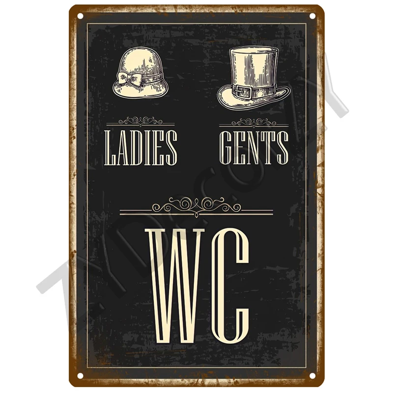 Man Lady Funny WC Sign Metal Poster Toilet Plate Tin Plaque KTV Bar BBQ Shop Bathroom Wall Decor Mural Home Vintage Photo Pub