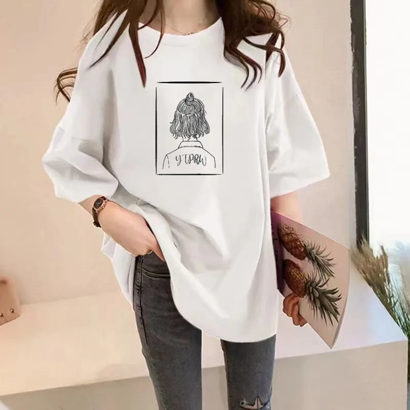 

Oversized T-Shirt for Women Summer Short Sleeved Pregnant Woman Loose Tops Maternity Clothes Cartoon Printed Nursing T-Shirt
