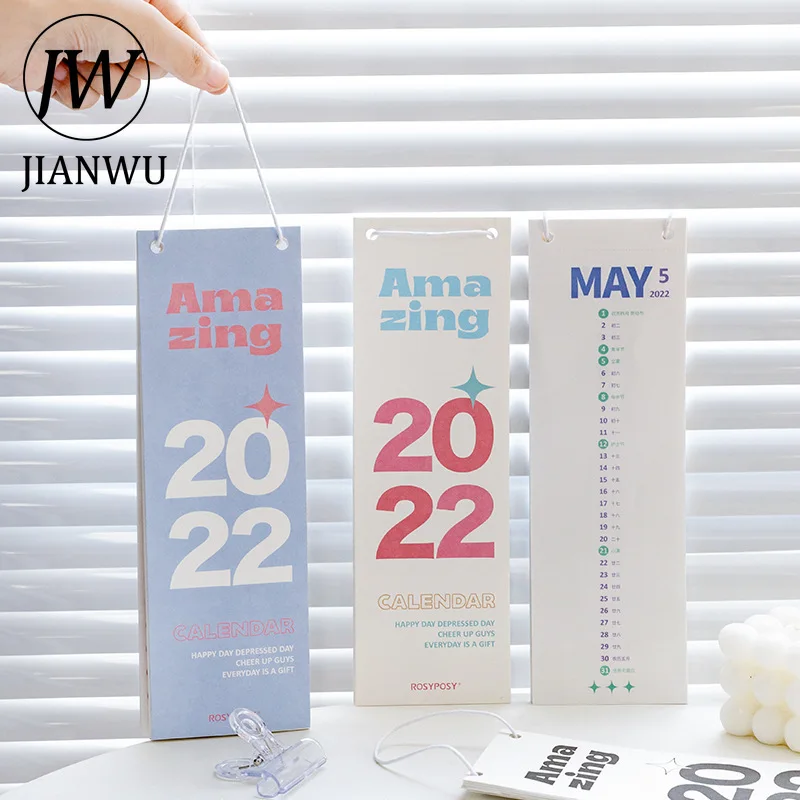 JIANWU INS Style Creative Simple Wall Calendar 2022 Tearable Lanyard 