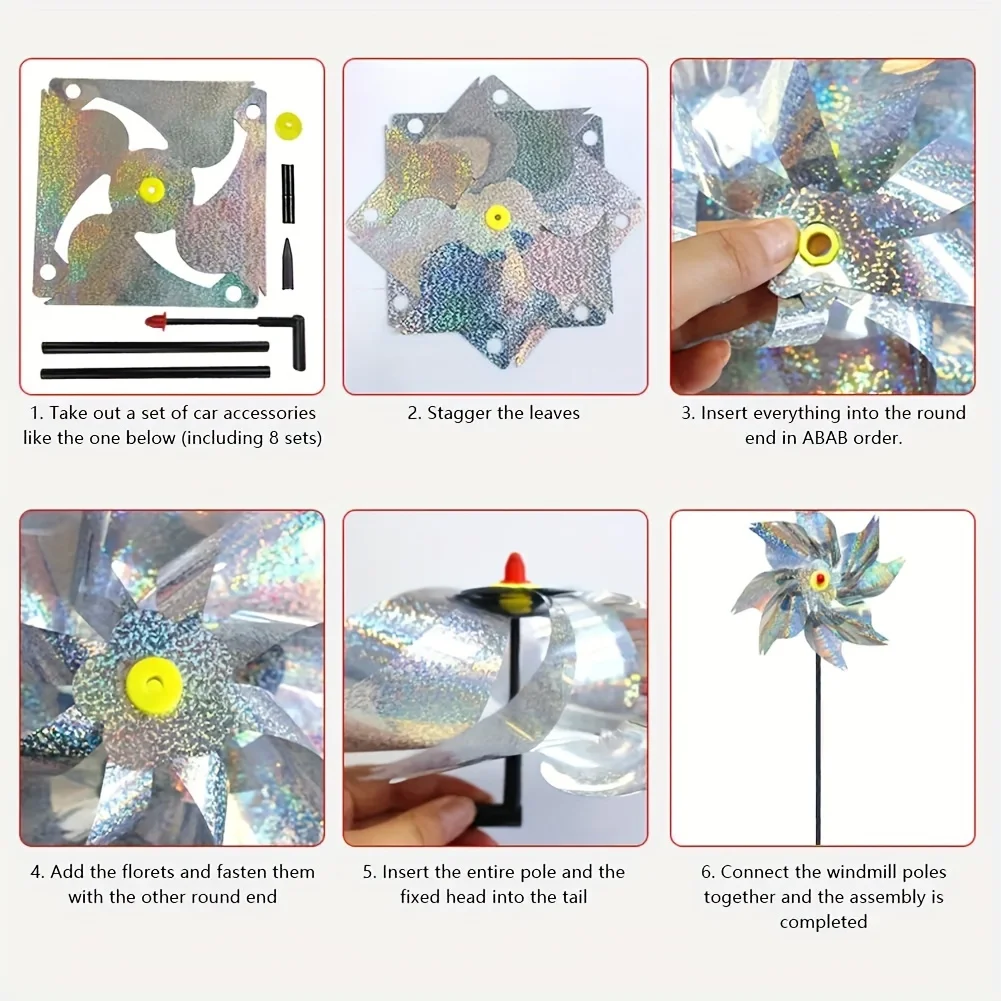 bird repeller pinwheels 1pcs reflective sparkly scarecrow windmill spinner for garden lawn yard decor keep birds away