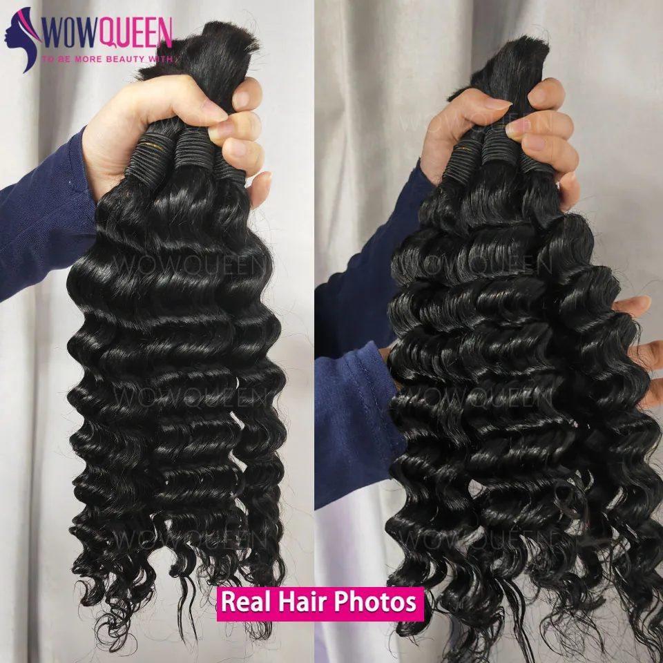Bulk Braiding Hair 100% Human hair Deep Wave No Weft Boho Braids Human Hair Bulk Curly Extensions Brazilian Remy Hair 50g/100g 2